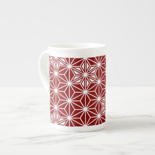 Tasse En Porcelaine Motif japonais Asanoha - rouge foncé