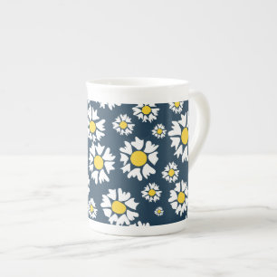 Tasse En Porcelaine Motif marguerrier, motif floral, marguerites blanc