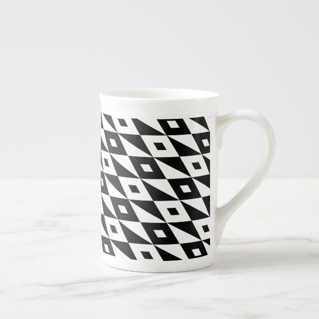 Tasse En Porcelaine Motif moderne en forme de diamant blanc noir rétro (Droite)