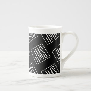 Tasse En Porcelaine Motif monogramme moderne Noir & Blanc