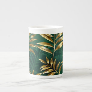 Tasse En Porcelaine Motif sans couture avec des fougères dorées