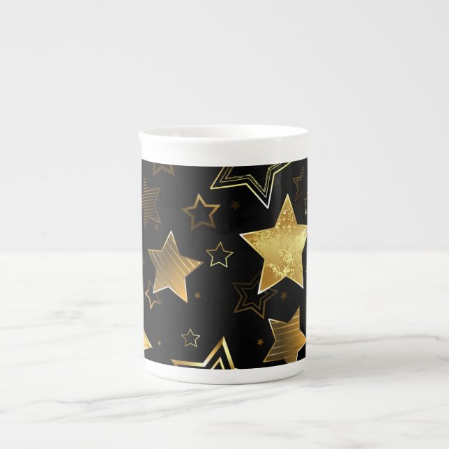 Tasse En Porcelaine Motif sans couture avec étoiles d'or (Devant)