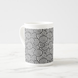 Tasse En Porcelaine Motif tourbillon japonais - blanc et noir