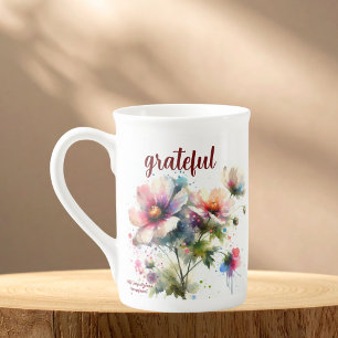 Tasse En Porcelaine Mugue Floral Moderne Spécialité Grateful
