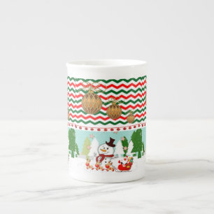 Tasse En Porcelaine Muguet de Noël Bonhomme de neige