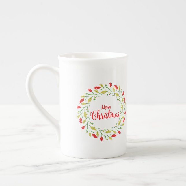 Tasse En Porcelaine Multicolored Christmas Wreath (Gauche)