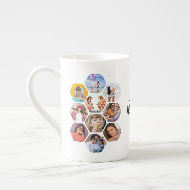 Tasse En Porcelaine Multiphoto Collage simple moderne personnalisé (Gauche)