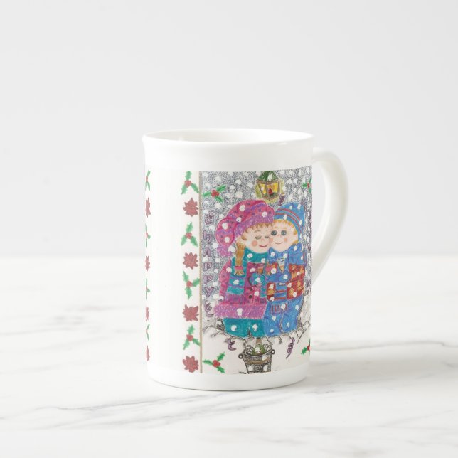 Tasse En Porcelaine Musique de spécialités du Nouvel An (Devant droit)