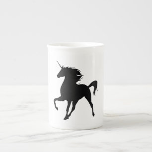 Tasse En Porcelaine Musique Silhouette Unicorne Noire