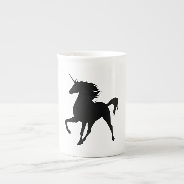 Tasse En Porcelaine Musique Silhouette Unicorne Noire (Devant)