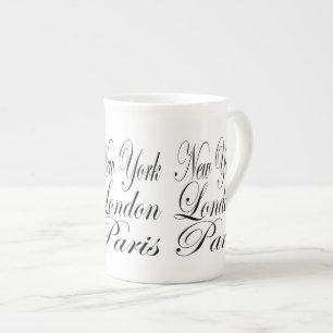 Tasse En Porcelaine New York Londres Paris - Typographie Slogan