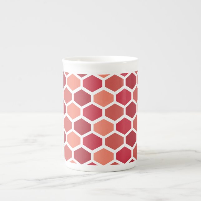 Tasse En Porcelaine Nid d'abeille en rouges (Devant)