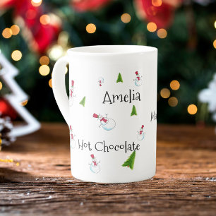 Tasse En Porcelaine Noël de Snowman personnalisé