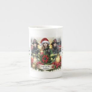 Tasse En Porcelaine Noël merci aux pompiers