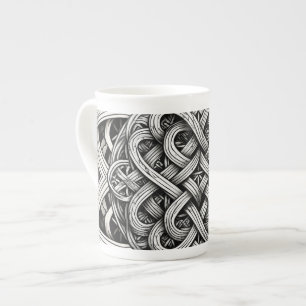 Tasse En Porcelaine Nœud celtique noir et blanc détaillé 0001