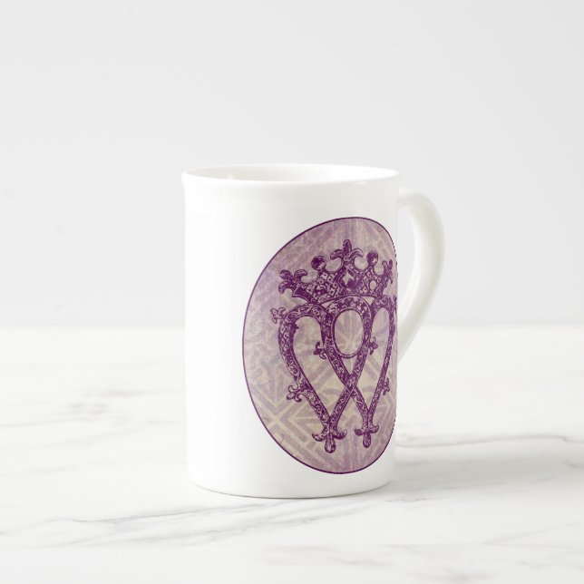 Tasse En Porcelaine Noeud celtique pourpre de Luckenbooth d'écossais (Devant droit)