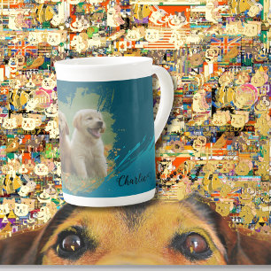 Tasse En Porcelaine nom de l'animal typographie élégante & photo
