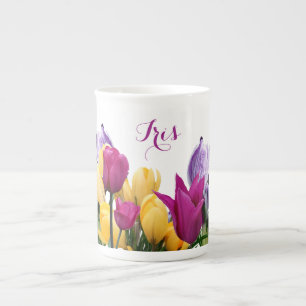 Tasse En Porcelaine Nom Iris personnalisable belles fleurs de printemp