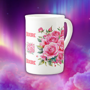 Tasse En Porcelaine Nom monogramme Roses roses roses  