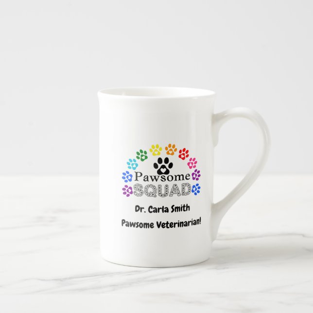 Tasse En Porcelaine Nom personnalisé du vétérinaire - (Droite)