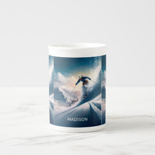 Tasse En Porcelaine Nom personnalisé Skier de montagne