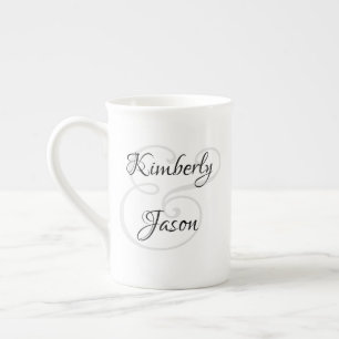 Tasse En Porcelaine Noms de script, noir et gris