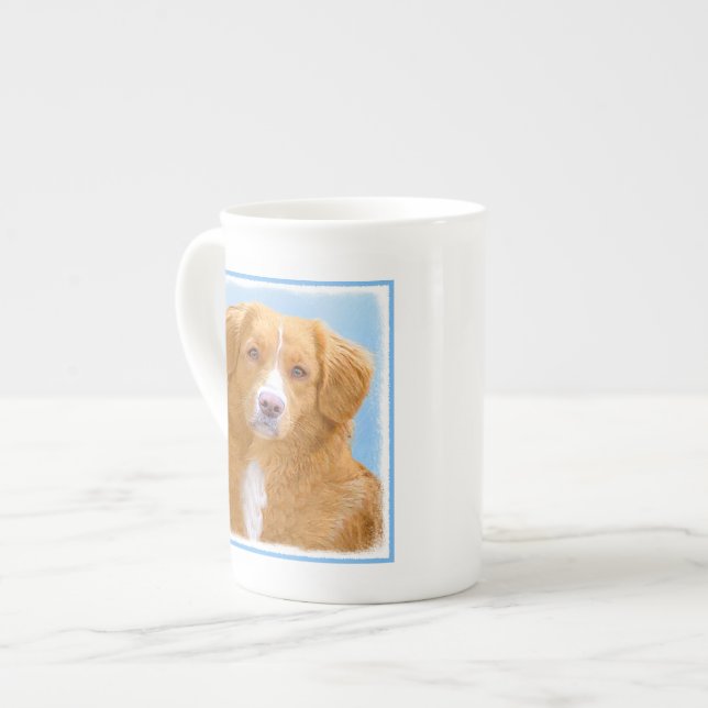 Tasse En Porcelaine Nouvelle-Écosse Peinture de chien pour l'essayeur  (Devant gauche)