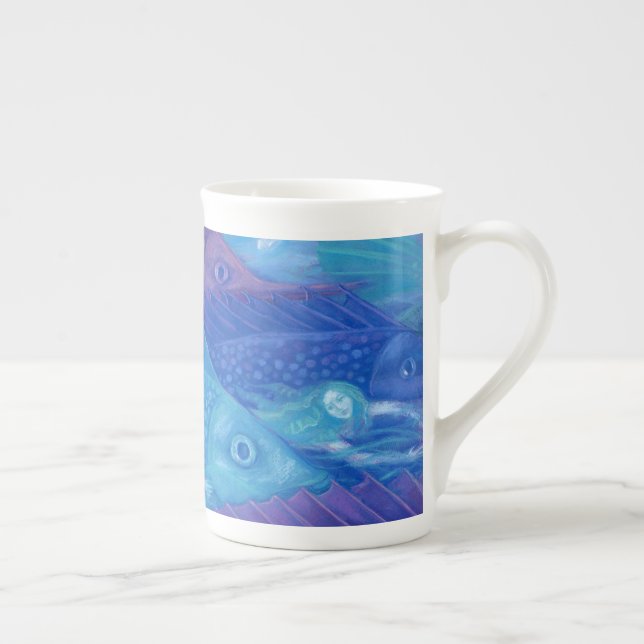 Tasse En Porcelaine Ocean Nomads, Imaginaire marin Mermaids & Poissons (Droite)
