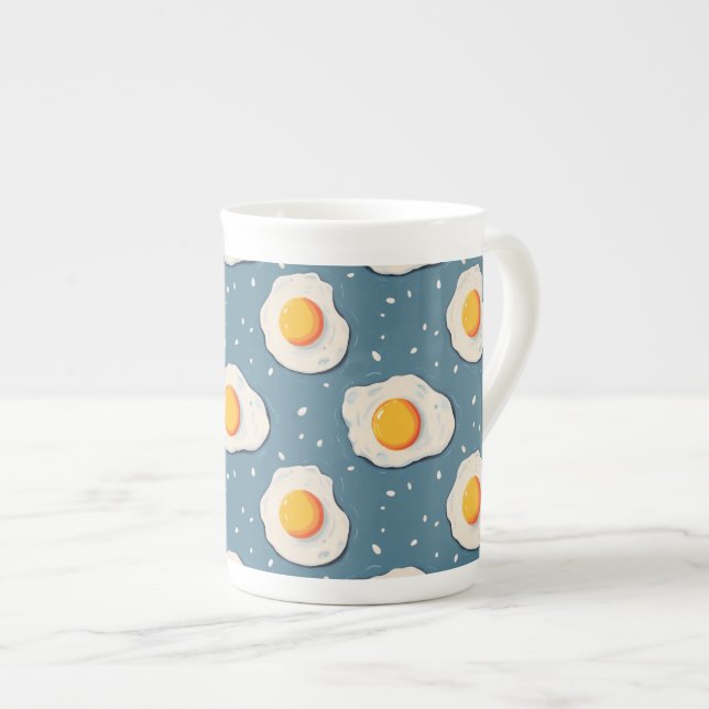 Tasse En Porcelaine Oeufs frits sur le bleu (Devant droit)
