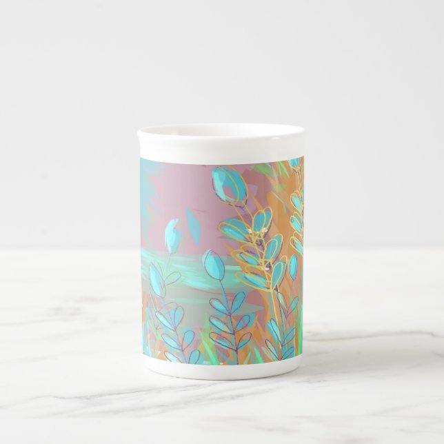 Tasse En Porcelaine Oeuvre contemporaine originale "Le Lac" (Devant)