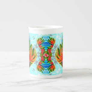 Tasse En Porcelaine Oiseaux de paradis hawaïens (bleu)
