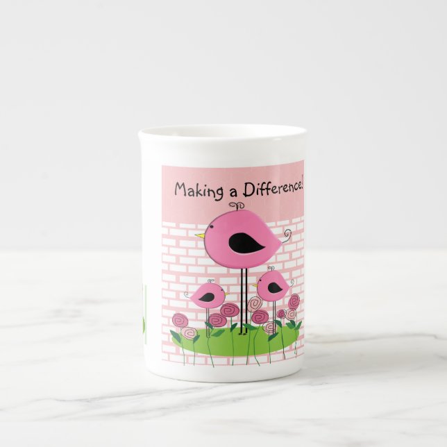 Tasse En Porcelaine Oiseaux lunaires (Devant)