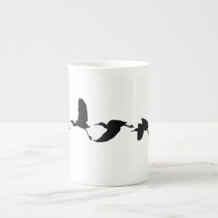 Tasse En Porcelaine oiseaux-volants-animaux-silhouette