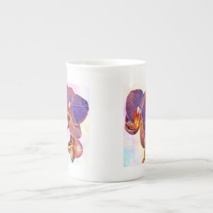 Tasse En Porcelaine orchidée violette et ambre