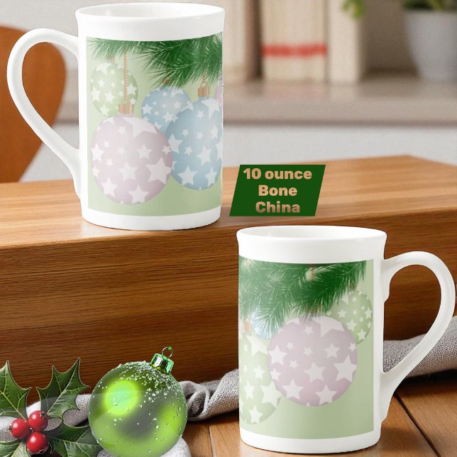 Tasse En Porcelaine Ornements tendance Pastel de Noël Avec Étoiles (from one side of handle to the other side)