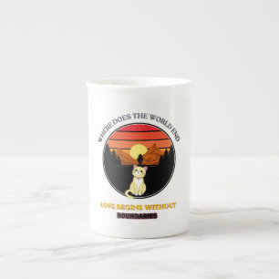 Tasse En Porcelaine Où le monde se termine-t-il Chat mignon Rétro Co