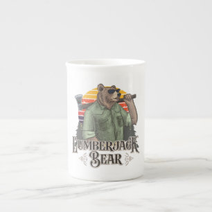 Tasse En Porcelaine Ours drôle habillé en bûcheron