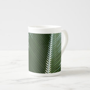 Tasse En Porcelaine Overlapping Palm Fronds Tropical Green Abstract