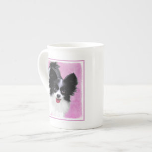 Tasse En Porcelaine Papillon (blanc et noir) Peinture - Chien Art