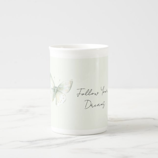 Tasse En Porcelaine Papillon de menthe suivre les rêves (Devant)