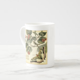 Tasse En Porcelaine Papillon et libellule à fleurs rouges