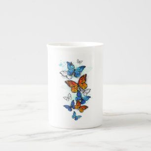 Tasse En Porcelaine Papillons volants Morpho et Monarch