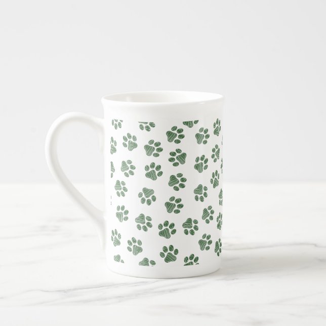 Tasse En Porcelaine Patrouilles de Doodle, Paws de Chien, Paws Vertes (Gauche)