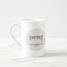 pcog acronym; round full msg; blk-white color;