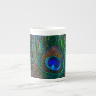 Tasse En Porcelaine Peacock Vibrant Plumes Etching Style Décor