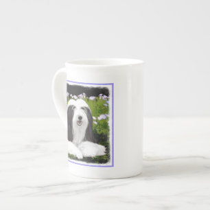 Tasse En Porcelaine Peinture à collie à poils - Joli art original de c