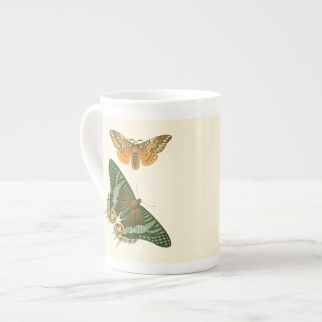 Tasse En Porcelaine Peinture à papillon légèrement frontière (Devant gauche)