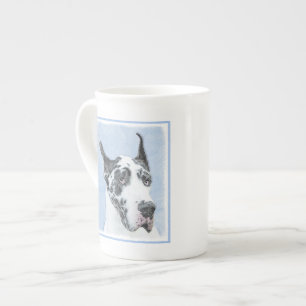 Tasse En Porcelaine Peinture de Great Dane (Arlequin) - Art original d