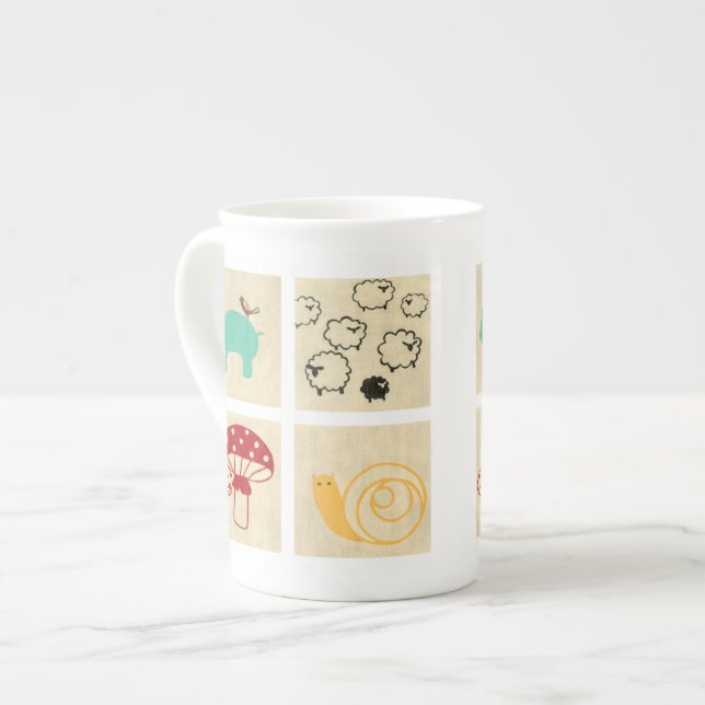 Tasse En Porcelaine Peinture de quatre blocs de bois pour enfants (Devant gauche)