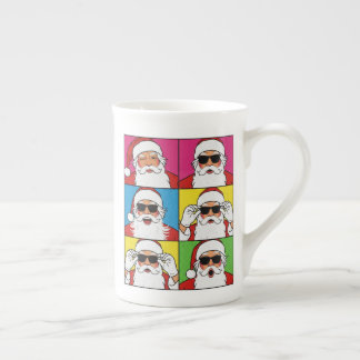 Tasse En Porcelaine Père Noël cool Pop Art avec lunettes de soleil - R
